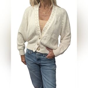 Vintage White Cream Knit Cardigan Coquette Old Money Quiet Luxury